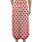 Red Canadian Maple Leaf Pattern Print Lantern Pants