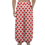 Red Canadian Maple Leaf Pattern Print Lantern Pants