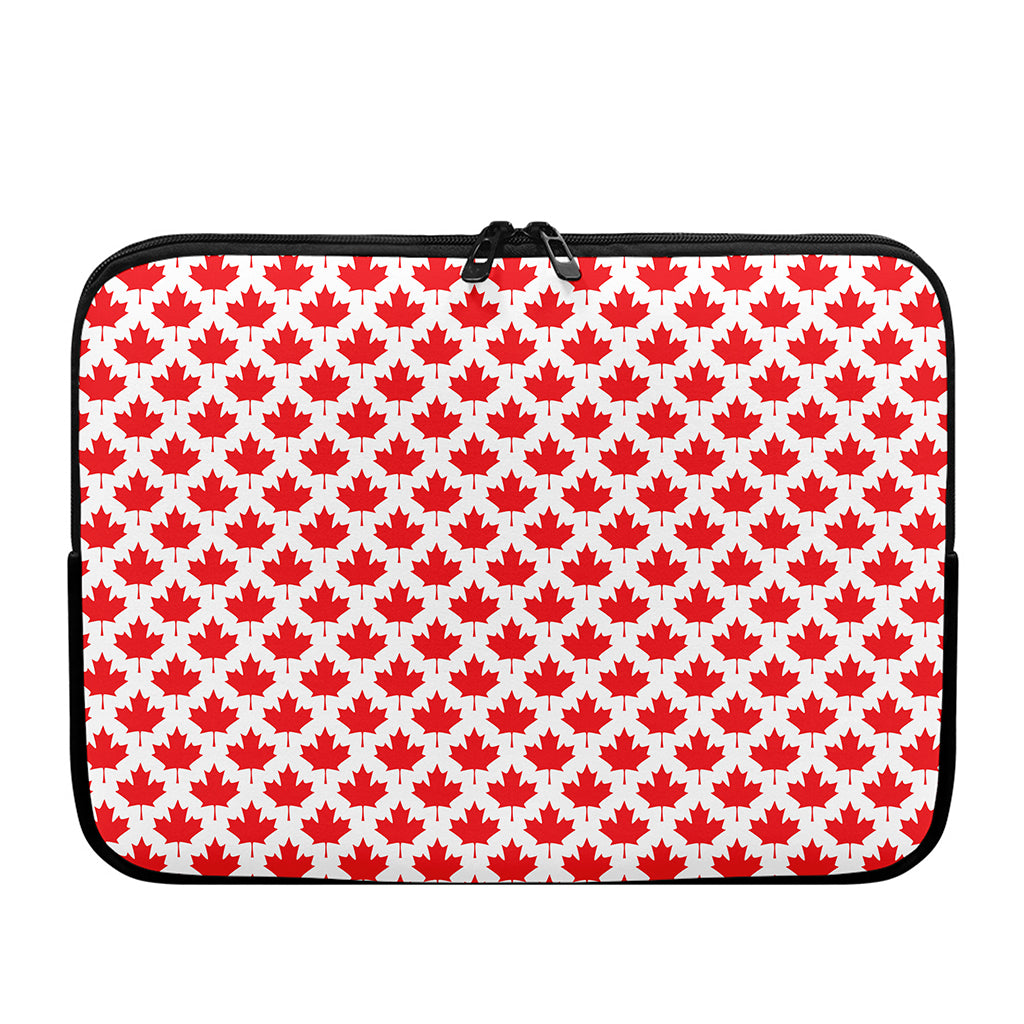 Red Canadian Maple Leaf Pattern Print Laptop Sleeve