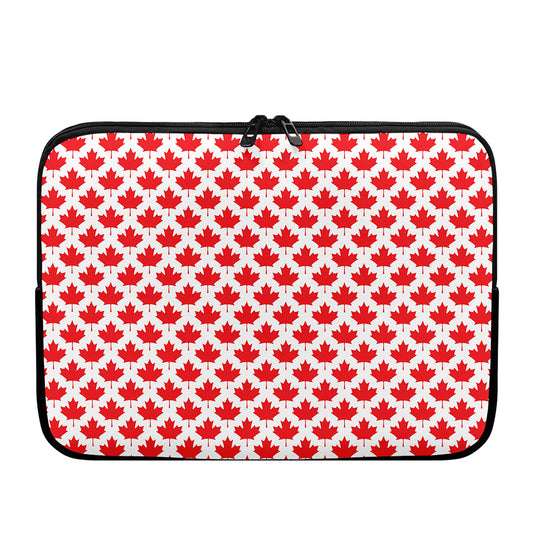 Red Canadian Maple Leaf Pattern Print Laptop Sleeve
