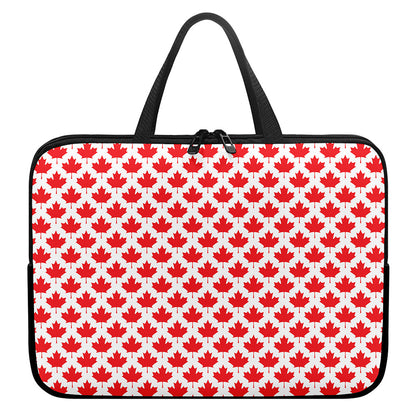 Red Canadian Maple Leaf Pattern Print Laptop Sleeve With Handle