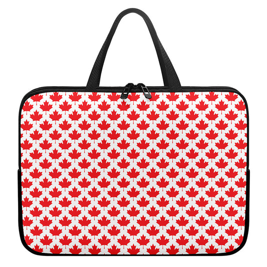 Red Canadian Maple Leaf Pattern Print Laptop Sleeve With Handle