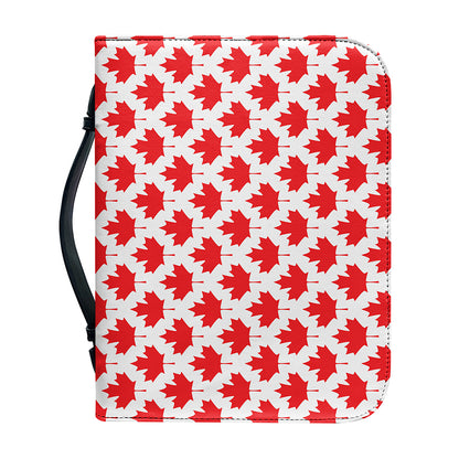 Red Canadian Maple Leaf Pattern Print Leather Bible Cover