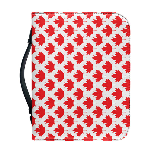 Red Canadian Maple Leaf Pattern Print Leather Bible Cover