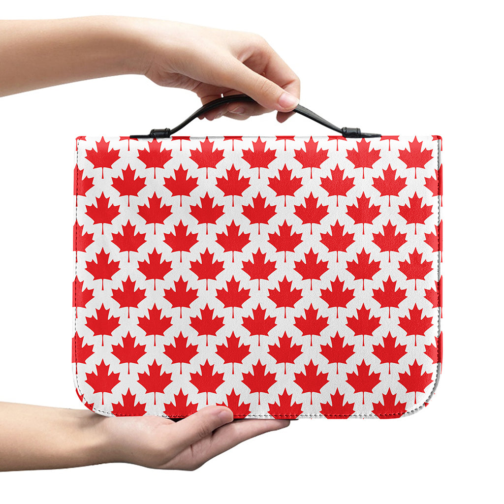Red Canadian Maple Leaf Pattern Print Leather Bible Cover