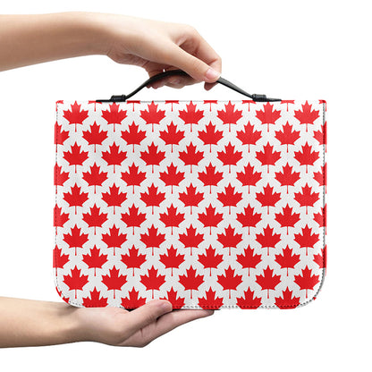 Red Canadian Maple Leaf Pattern Print Leather Bible Cover