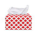 Red Canadian Maple Leaf Pattern Print Leather Tissue Box Cover