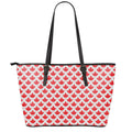 Red Canadian Maple Leaf Pattern Print Leather Tote Bag With Zipper