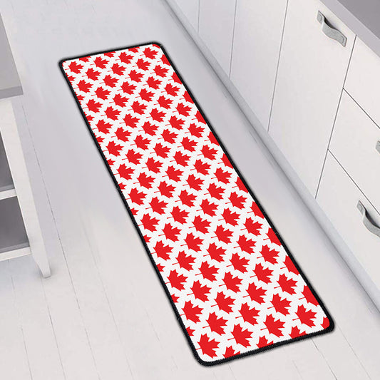 Red Canadian Maple Leaf Pattern Print Long Kitchen Mat