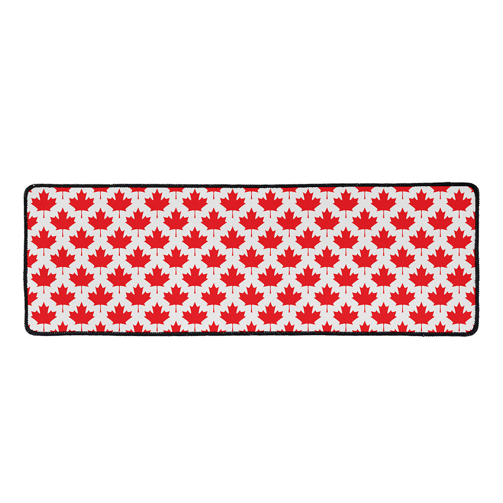 Red Canadian Maple Leaf Pattern Print Long Kitchen Mat