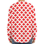 Red Canadian Maple Leaf Pattern Print Long Sleeve Baseball Jersey