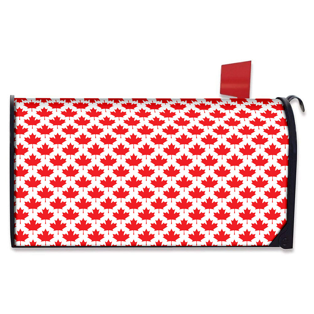 Red Canadian Maple Leaf Pattern Print Mailbox Cover