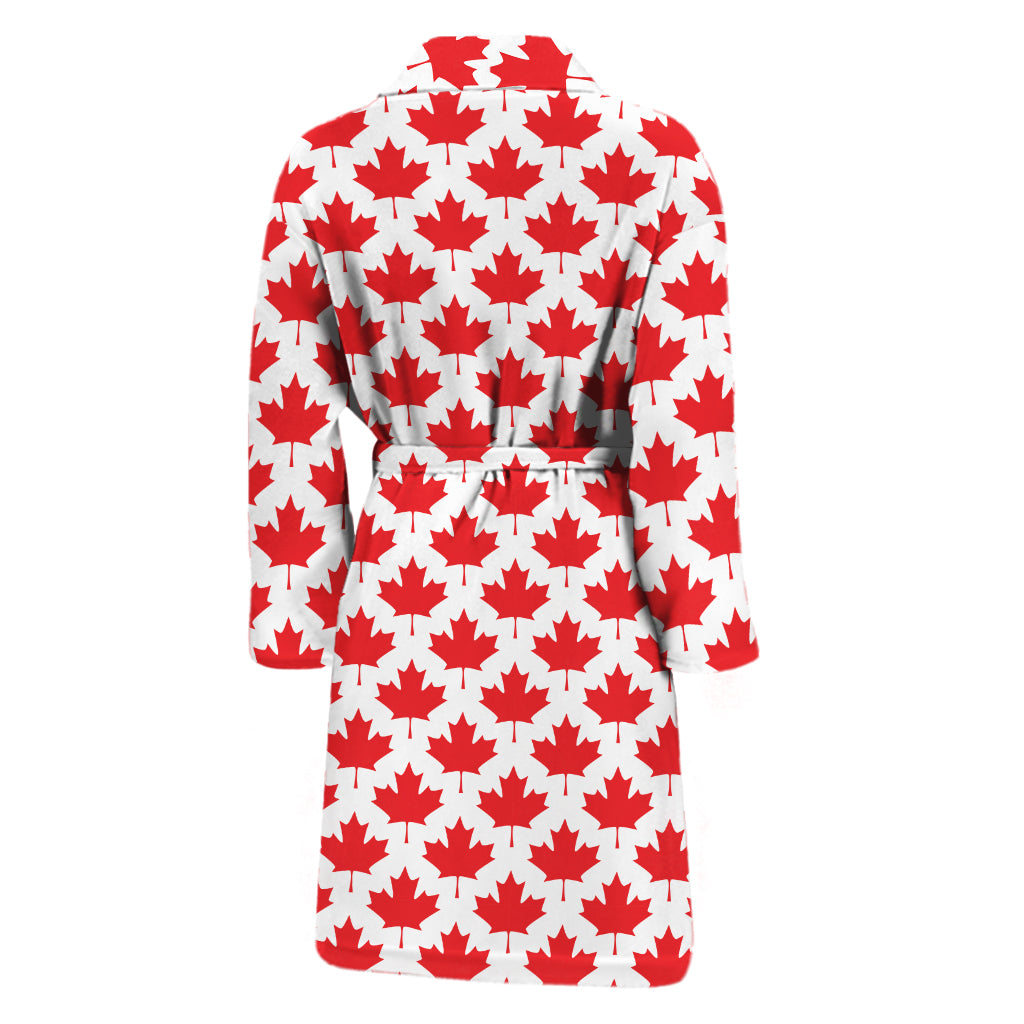 Red Canadian Maple Leaf Pattern Print Men's Bathrobe