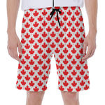 Red Canadian Maple Leaf Pattern Print Men's Beach Shorts