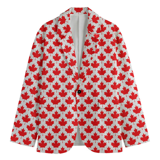 Red Canadian Maple Leaf Pattern Print Men's Blazer