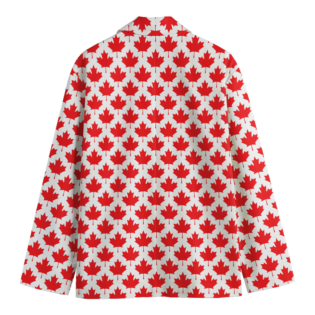 Red Canadian Maple Leaf Pattern Print Men's Blazer