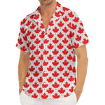 Red Canadian Maple Leaf Pattern Print Men's Deep V-Neck Shirt