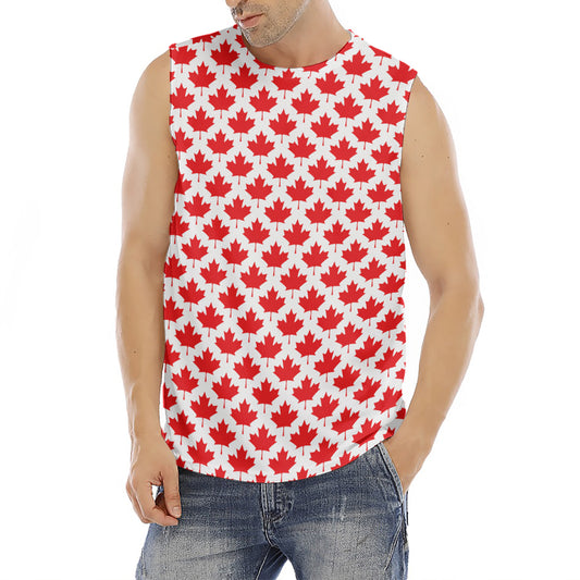 Red Canadian Maple Leaf Pattern Print Men's Fitness Tank Top
