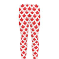 Red Canadian Maple Leaf Pattern Print Men's Leggings