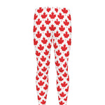 Red Canadian Maple Leaf Pattern Print Men's leggings