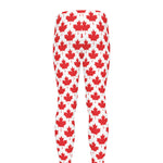 Red Canadian Maple Leaf Pattern Print Men's leggings