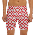 Red Canadian Maple Leaf Pattern Print Men's Long Boxer Briefs