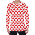 Red Canadian Maple Leaf Pattern Print Men's Long Sleeve T-Shirt