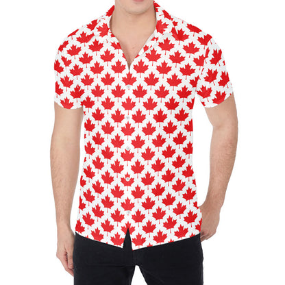 Red Canadian Maple Leaf Pattern Print Men's Shirt