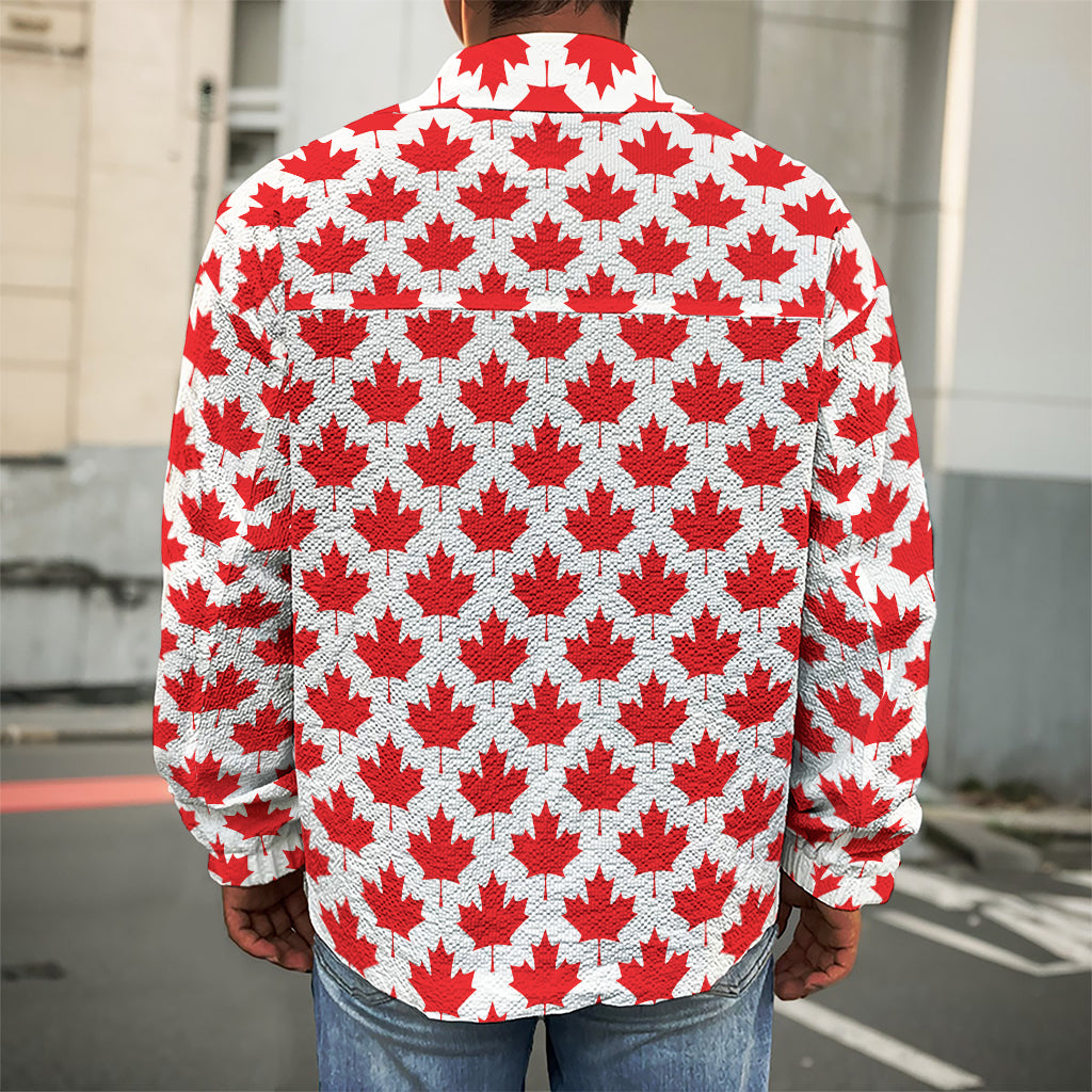 Red Canadian Maple Leaf Pattern Print Men's Shirt Jacket