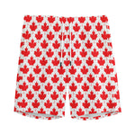 Red Canadian Maple Leaf Pattern Print Men's Sports Shorts