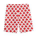 Red Canadian Maple Leaf Pattern Print Men's Sports Shorts