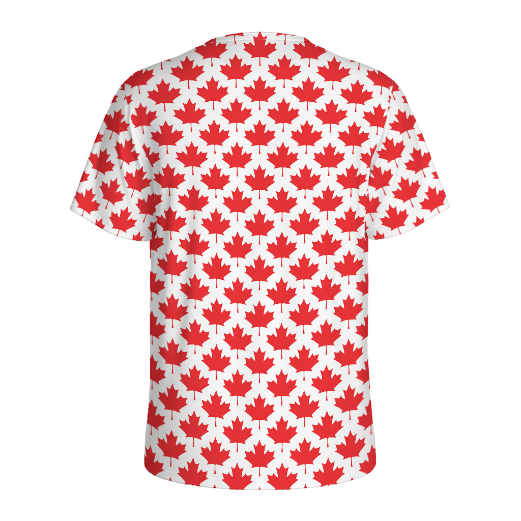 Red Canadian Maple Leaf Pattern Print Men's Sports T-Shirt
