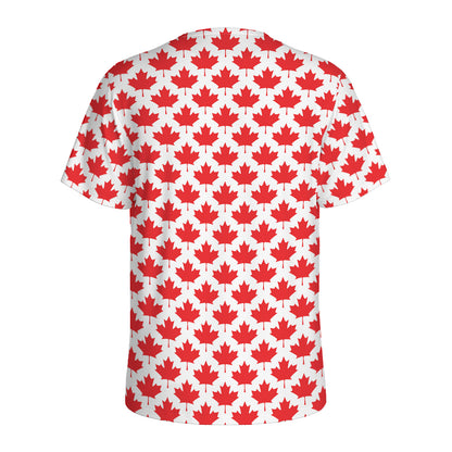 Red Canadian Maple Leaf Pattern Print Men's Sports T-Shirt