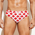 Red Canadian Maple Leaf Pattern Print Men's Swim Briefs