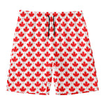 Red Canadian Maple Leaf Pattern Print Men's Swim Trunks