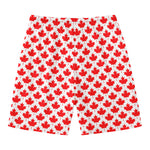 Red Canadian Maple Leaf Pattern Print Men's Swim Trunks