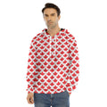 Red Canadian Maple Leaf Pattern Print Men's Velvet Pullover Hoodie