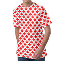 Red Canadian Maple Leaf Pattern Print Men's Velvet T-Shirt