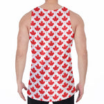 Red Canadian Maple Leaf Pattern Print Men's Velvet Tank Top