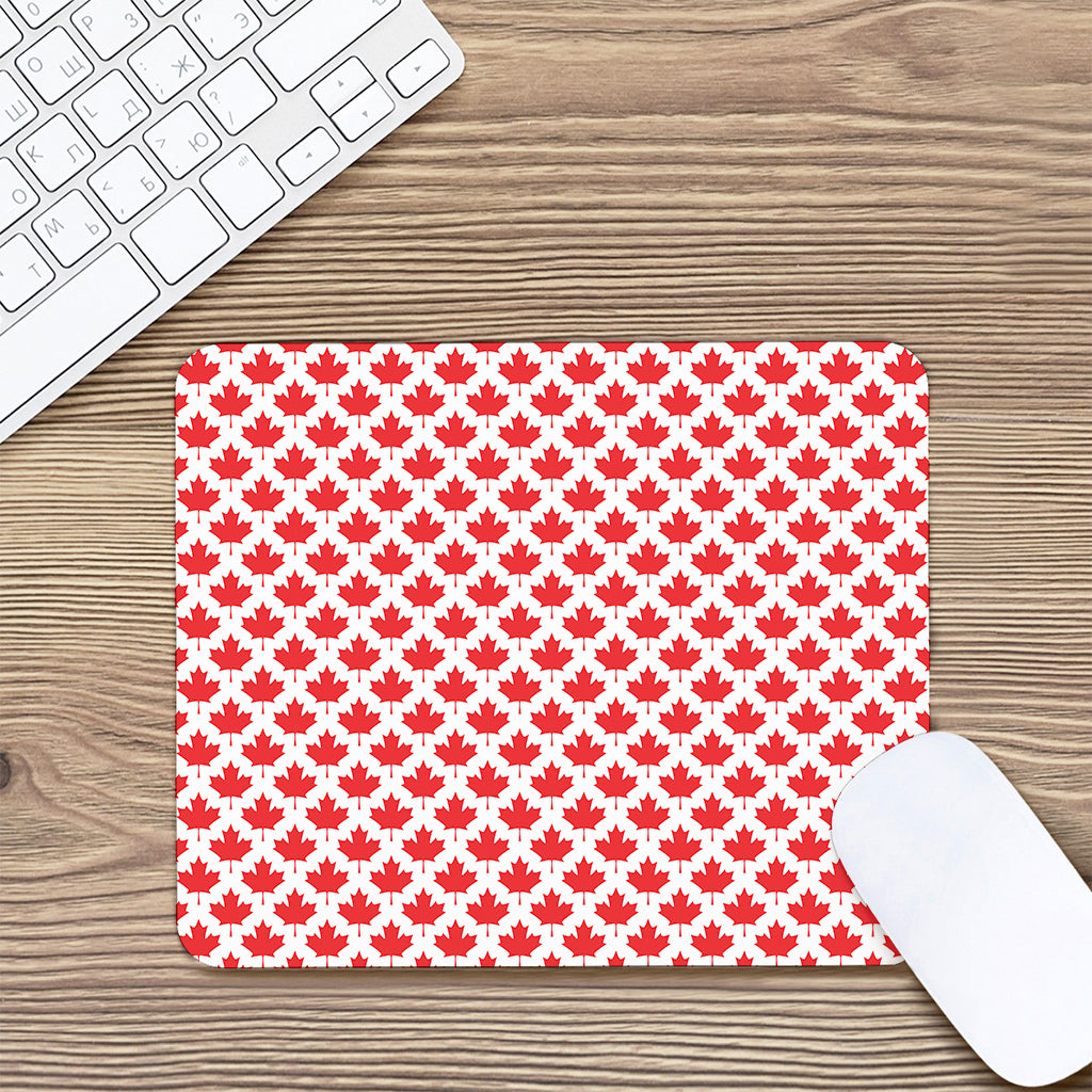 Red Canadian Maple Leaf Pattern Print Mouse Pad
