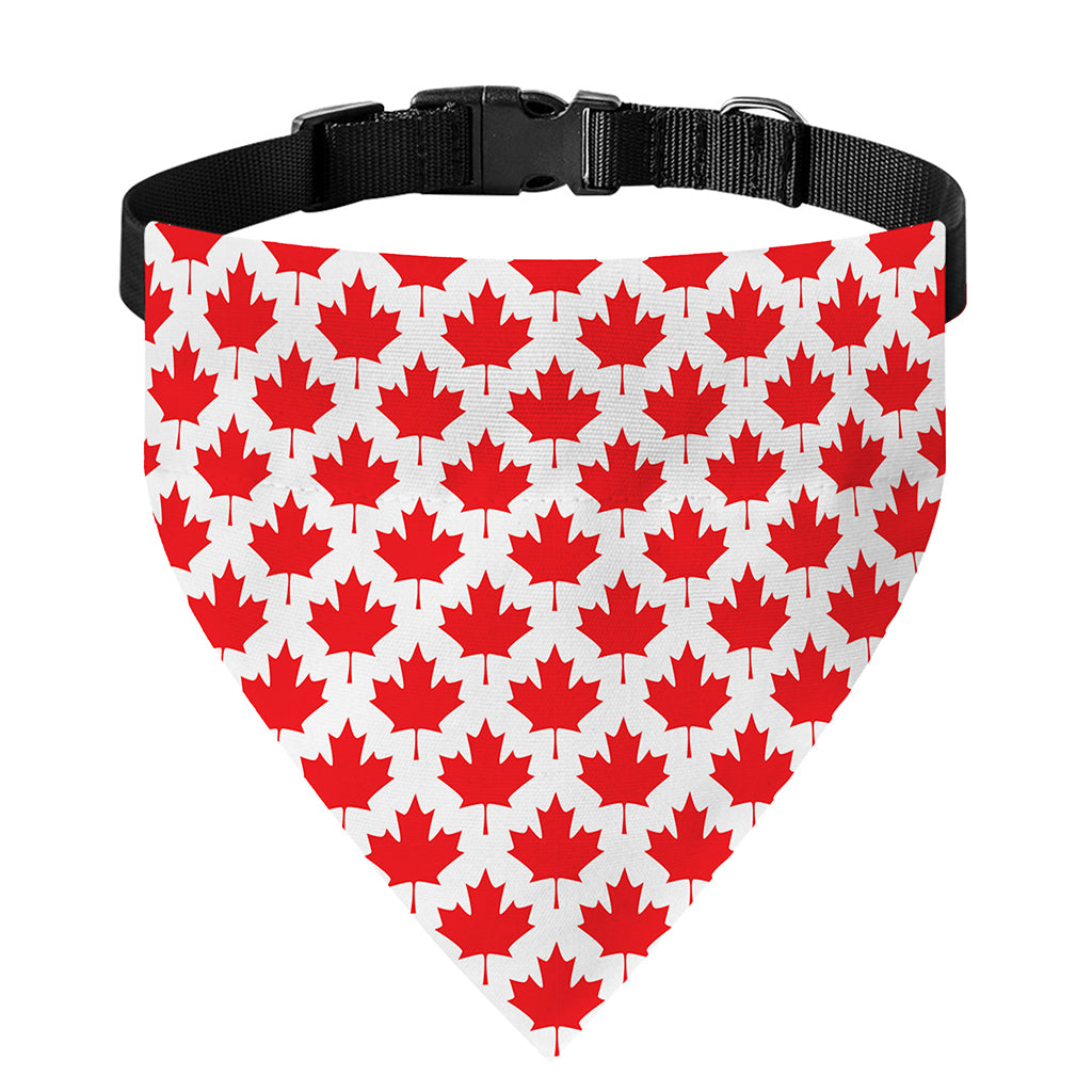 Red Canadian Maple Leaf Pattern Print Over The Collar Dog Bandana