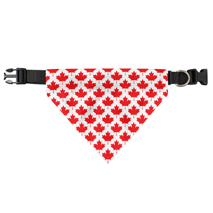 Red Canadian Maple Leaf Pattern Print Over The Collar Dog Bandana