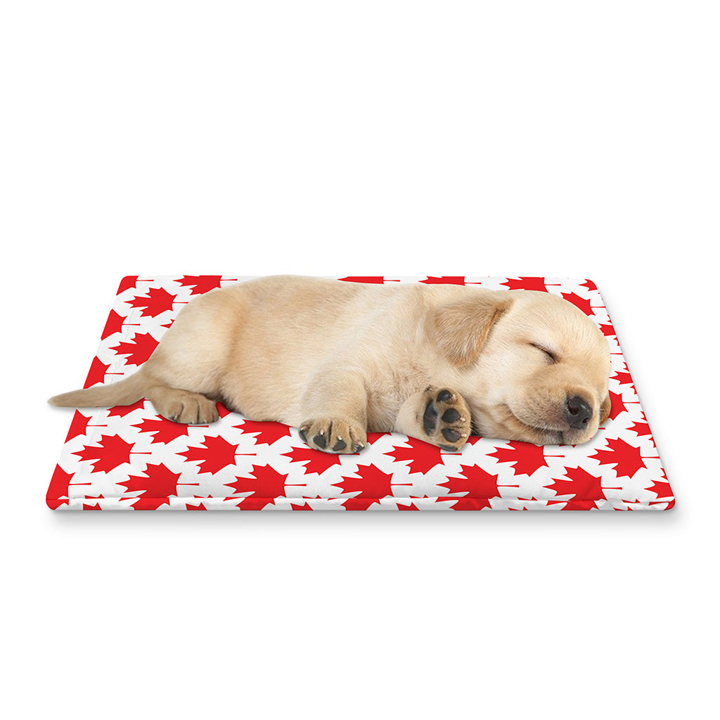 Red Canadian Maple Leaf Pattern Print Pet Cooling Mat Cover