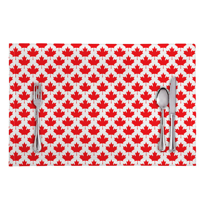 Red Canadian Maple Leaf Pattern Print Placemat