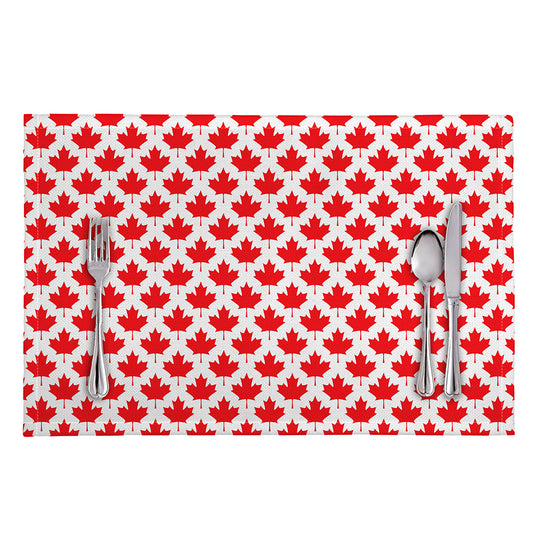 Red Canadian Maple Leaf Pattern Print Placemat