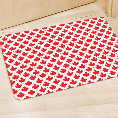Red Canadian Maple Leaf Pattern Print Polyester Doormat