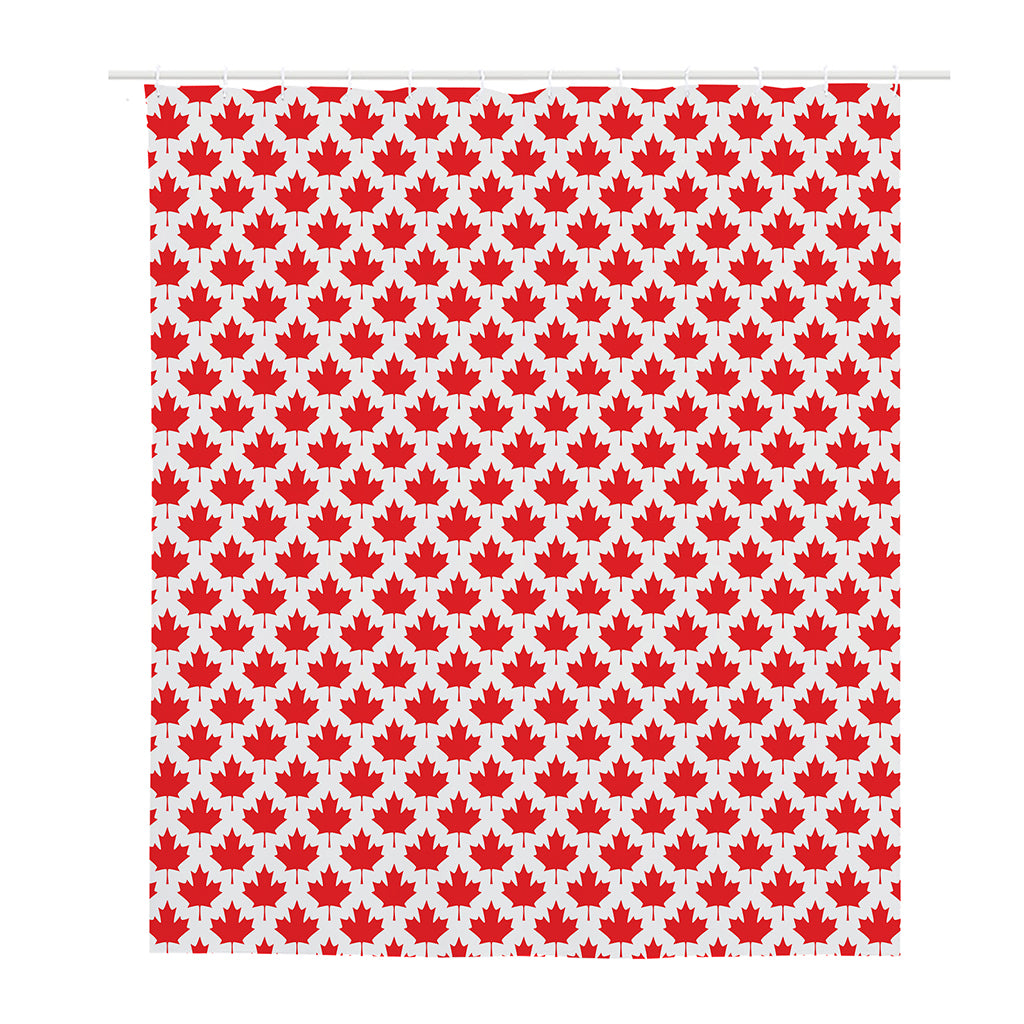 Red Canadian Maple Leaf Pattern Print Polyester Shower Curtain