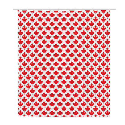 Red Canadian Maple Leaf Pattern Print Polyester Shower Curtain