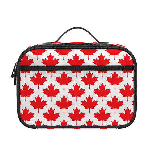 Red Canadian Maple Leaf Pattern Print Portable Lunch Bag