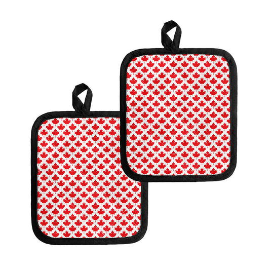 Red Canadian Maple Leaf Pattern Print Pot Holders